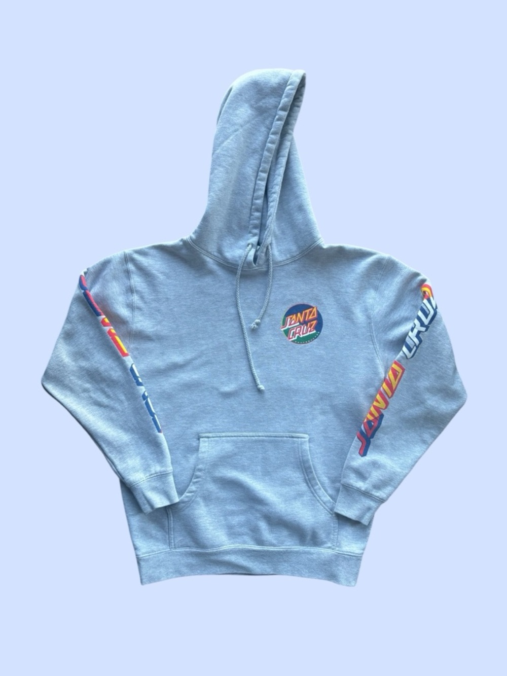 Santa Cruz Blue Graphic Hoodie Sleeve Logo Skate Size S/M